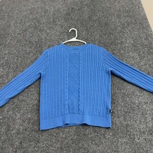 Brooks Brothers Sweater Boys 14Y Blue Cotton Cable Knit Crew Neck Preppy Classic
